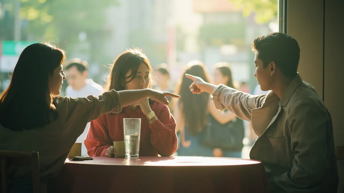 不约而同(불약이동)의 뜻 "약속하지 않았는데 똑같이 행동함"을 나타낸 장면