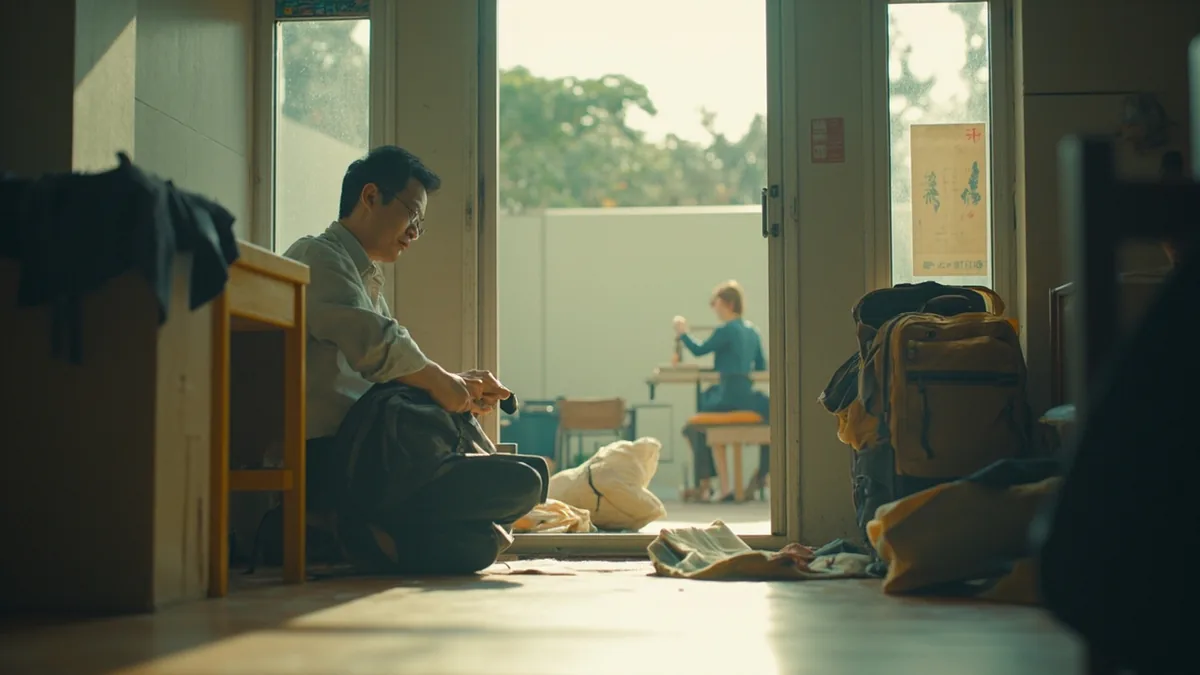丢三落四(주삼낙사)의 뜻 "이것저것 자꾸 잃어버림"을 나타낸 장면