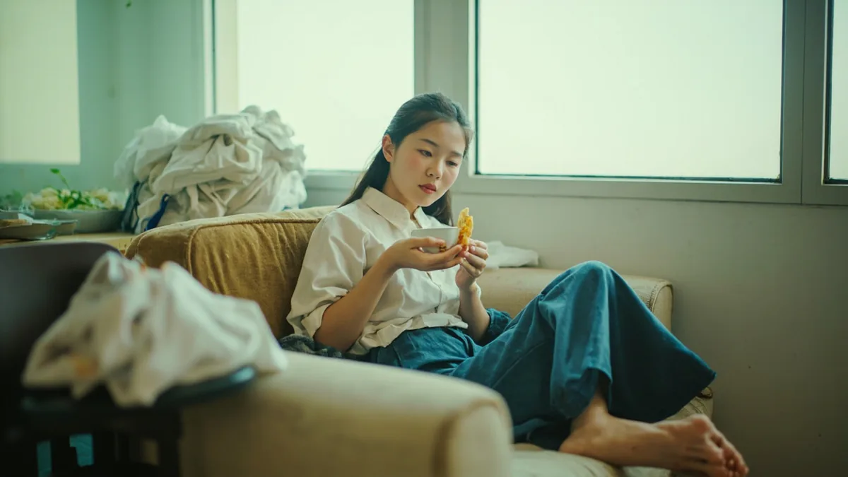 好吃懒做(호흘라주)의 뜻 "먹기만 좋아하고 게으른 것"을 나타낸 장면