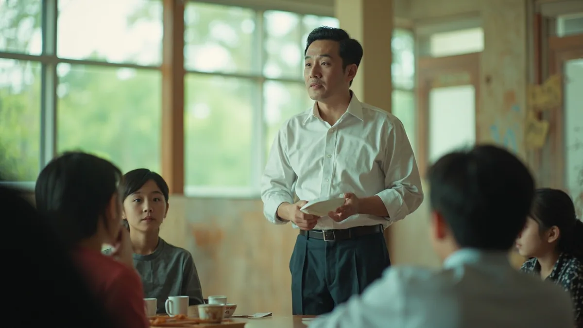 理直气壮(이직기장)의 뜻 "떳떳해서 당당함"을 나타낸 장면