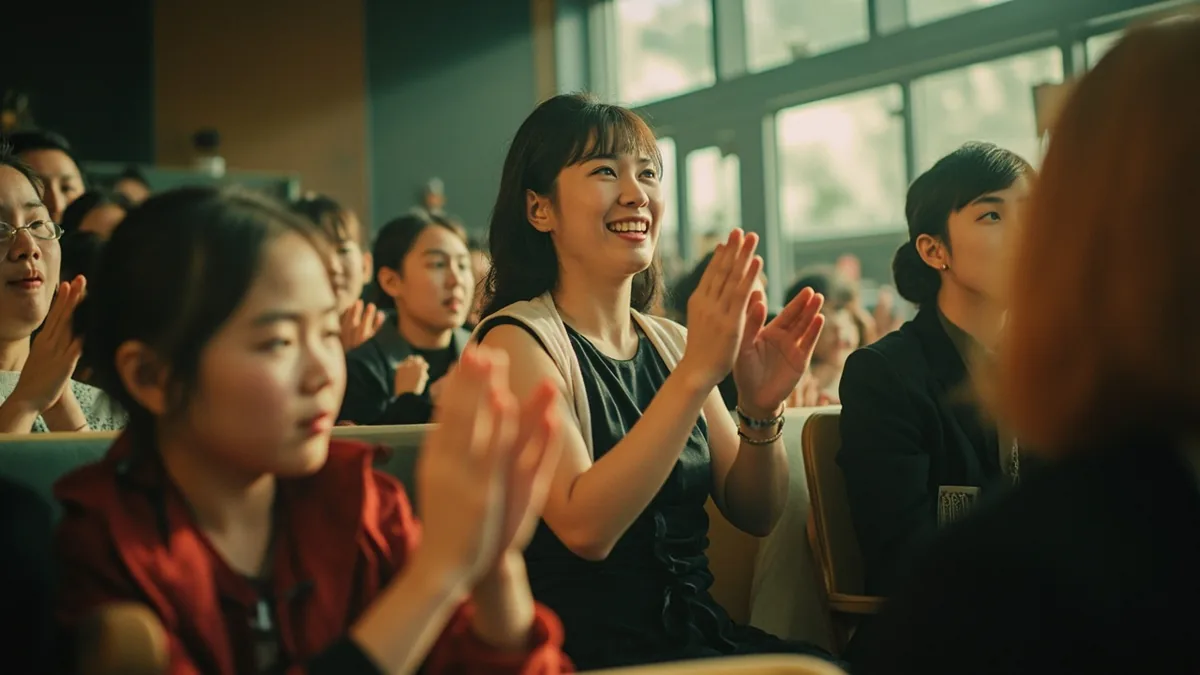 赞叹不已(찬탄불이)의 뜻 "감탄을 멈추지 못함"을 나타낸 장면