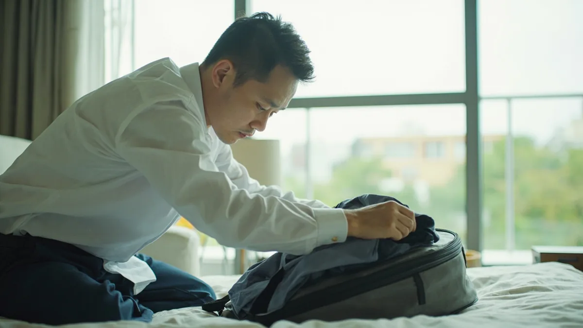 중국어로 "내일 출장 가요" — 我明天出差 (wǒ míngtiān chūchāi)
