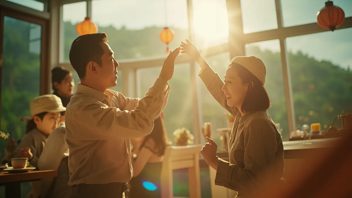 중국어로 "같이 춤추자" — 一起跳舞吧 (yīqǐ tiàowǔ ba)