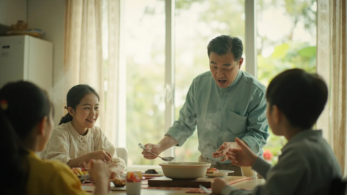 중국어로 "밥 먹자" — 吃饭了！ (chīfàn le!)