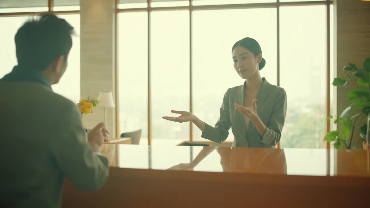 중국어로 "저희 호텔에 오신 걸 환영합니다" — 欢迎入住 (huānyíng rùzhù)